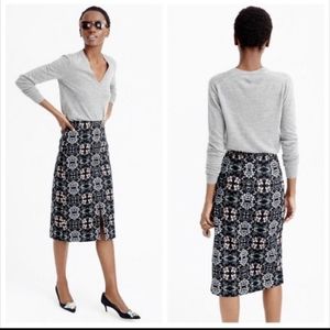 J.Crew Black A-Line Midi Skirt Mirrored Floral
